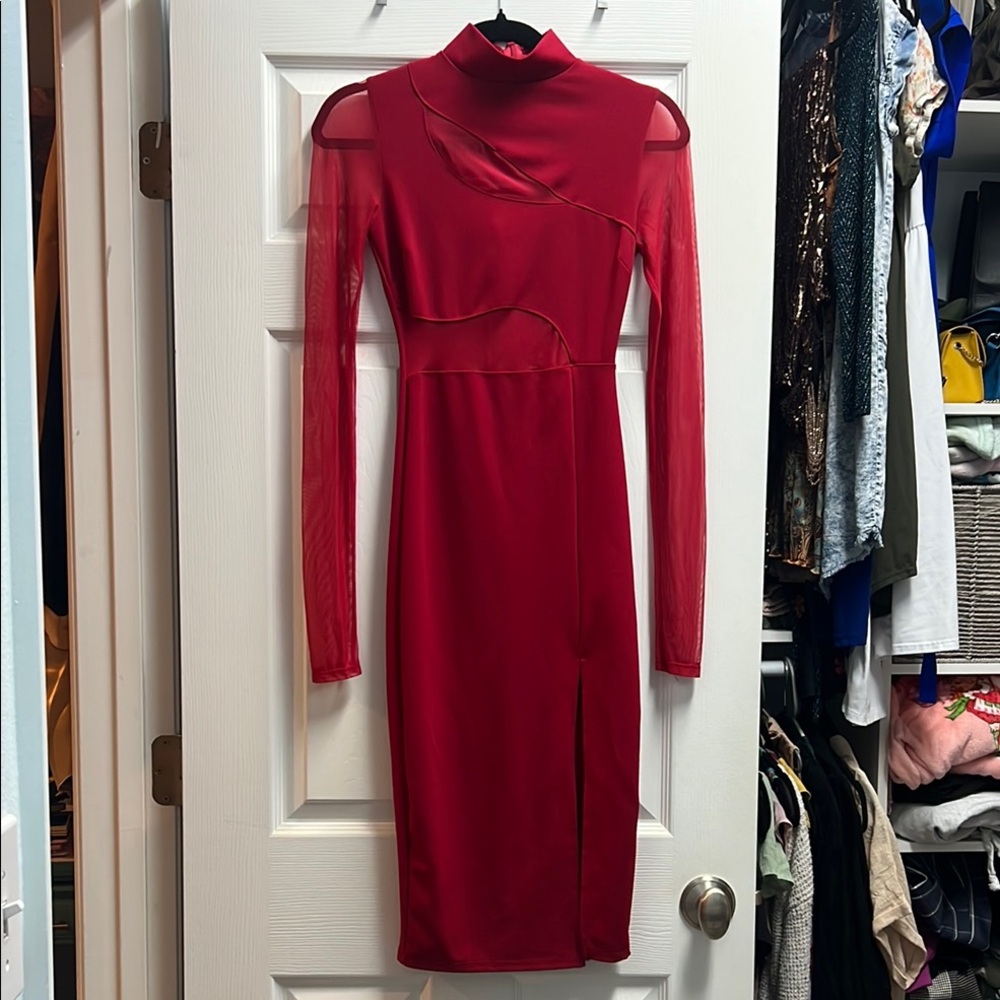 Fashion Nova- Elegant Red Women's Dress XS